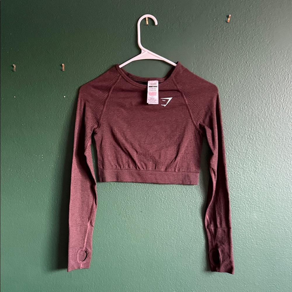 Gymshark Burgundy Long Sleeve Crop Top